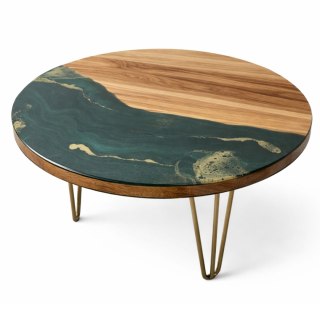 Dębowy stolik kawowy z żywicą epoksydowa