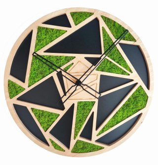 Drewniany zegar z mchem chrobotkiem, 45 cm