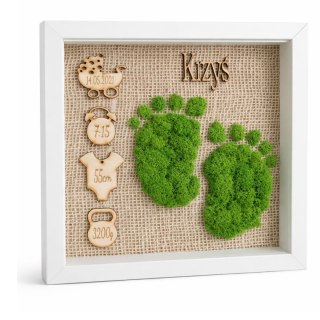 Metryczka urodzenia z mchem chrobotkiem dla chłopca lub dziewczynki