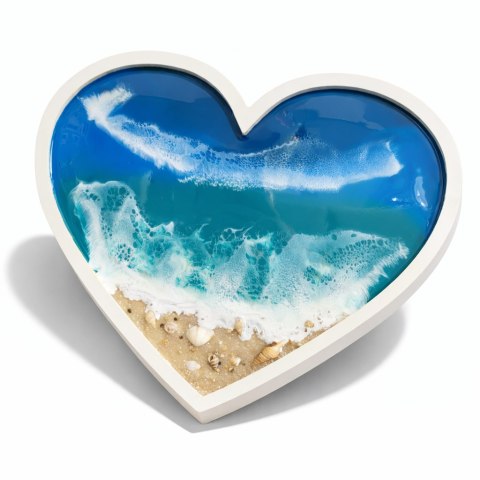 Morski obraz z żywicy epoksydowej, serce
