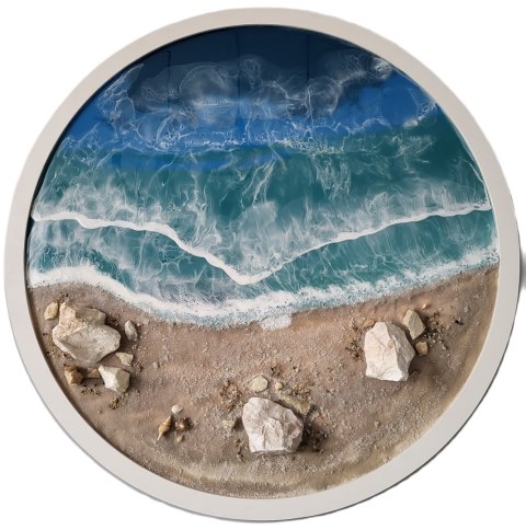 Morski obraz z żywicy epoksydowej w kole o średnicy 50 cm