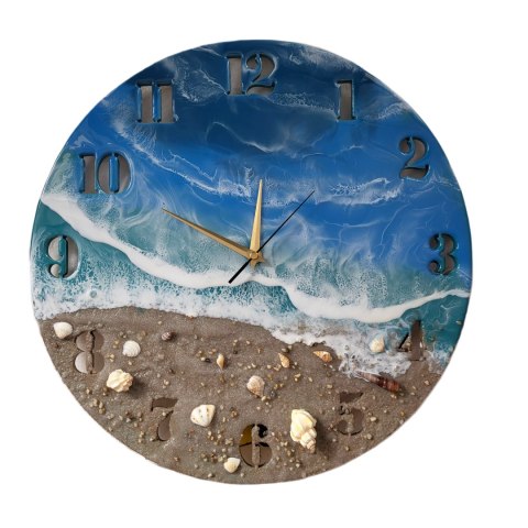 Morski zegar z żywicy epoksydowej, 40 cm