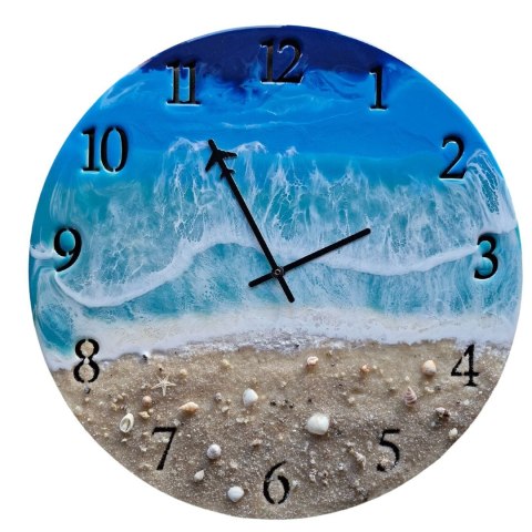 Morski zegar z żywicy epoksydowej, 40 cm