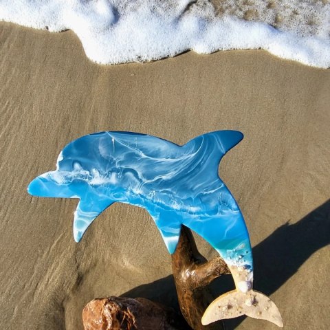 Morskie dekoracje, delfin z żywicy epoksydowej