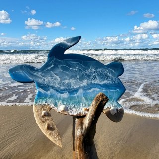 Morskie dekoracje, żółw z żywicy epoksydowej