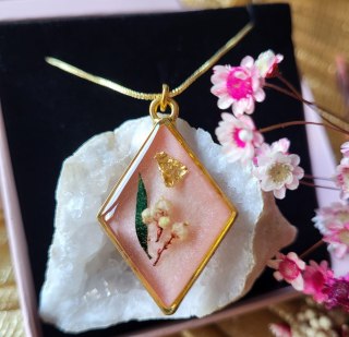 Naszyjnik z żywicy epoksydowej, wrzos