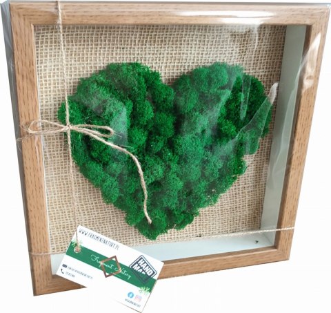 Obraz z mchem chrobotkiem, DUŻE SERCE, 25x25cm