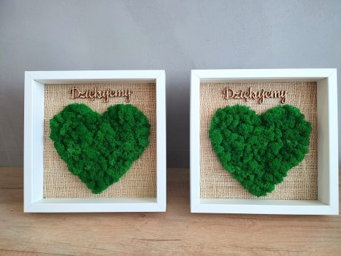 Obraz z mchem chrobotkiem, DUŻE SERCE, 25x25cm