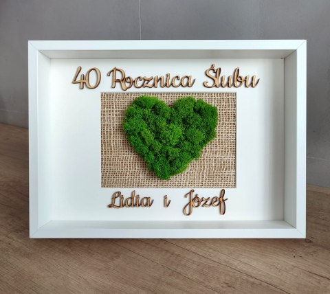 Obraz z mchem chrobotkiem, SERCE, 21x30