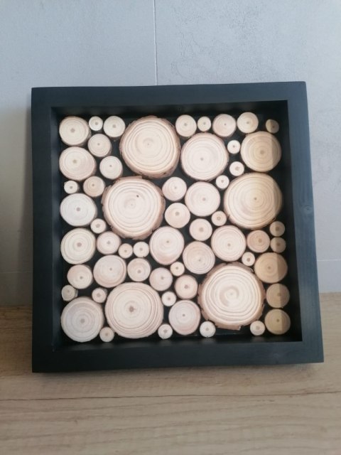 Obraz z plastrami drewna, 27x27 cm