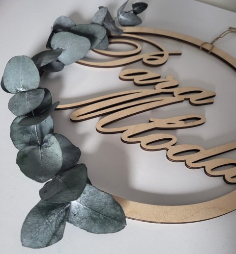 Obręcz ze sklejki, para młoda z eukaliptusem