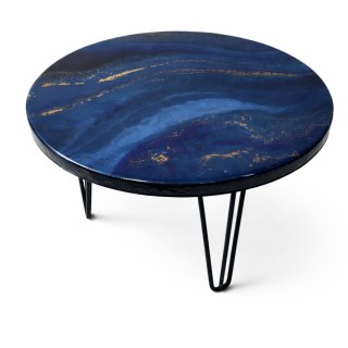 Stolik kawowy z żywicy epoksydowej, granat i złoto 50 cm