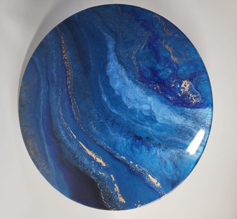 Stolik kawowy z żywicy epoksydowej, granat i złoto 50 cm