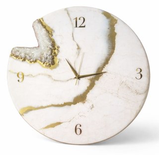 Zegar z żywicy epoksydowej, biel i złoto, 45 cm