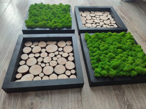 Zestaw ram z mchem i plastrami drewna, 27x27 cm