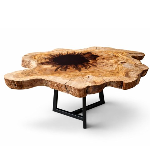 Stolik kawowy oliwny z plastra drewna