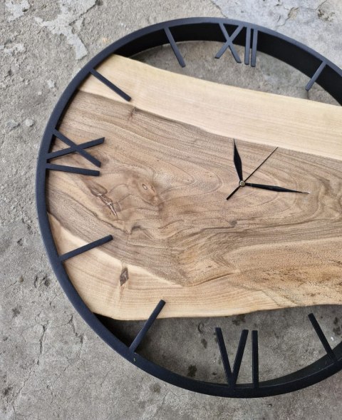 Drewniany zegar ścienny, 50 cm, zegar z deską z orzecha