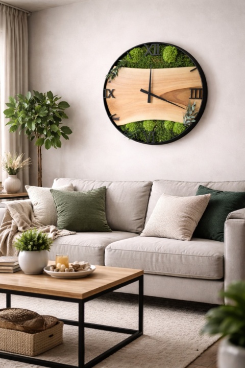 Drewniany zegar ścienny, 50 cm