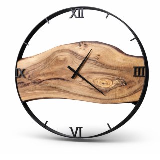 Drewniany zegar ścienny, 80 cm zegar z deską z orzecha włoskiego