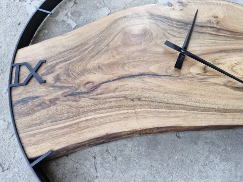 Drewniany zegar ścienny, 80 cm zegar z deską z orzecha włoskiego