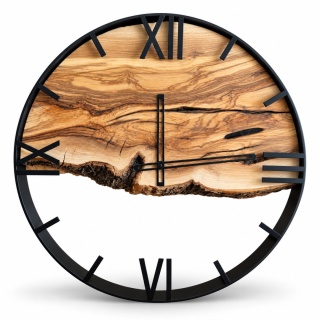 Drewniany zegar ścienny z deską oliwną, 50 cm, zegar z deską z orzecha