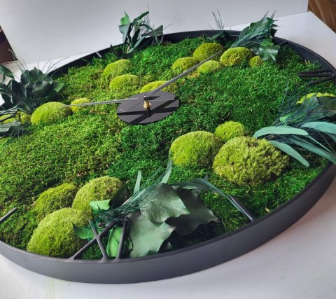 Metalowy zegar z mchem I roślinami stabilizowanymi 50 cm