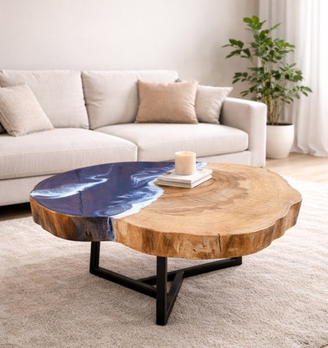 Morski stolik z żywicy epoksydowej, stolik kawowy