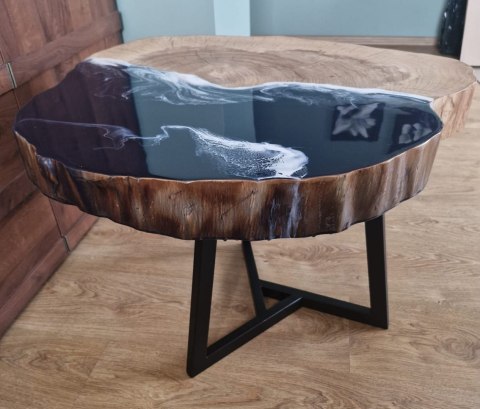 Morski stolik z żywicy epoksydowej, stolik kawowy