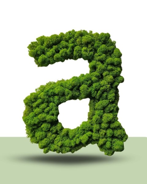 Napis z mchu chrobotka, logo firmy z mchu