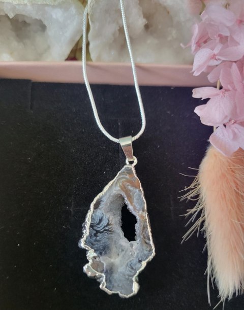 Naszyjnik z kamieniem naturalnym, agat brązowy 4