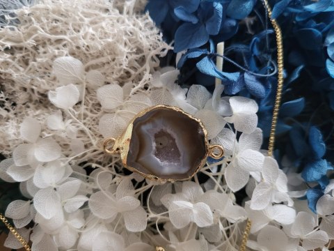 Naszyjnik z kamieniem naturalnym, agat brązowy