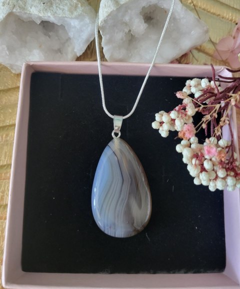 Naszyjnik z kamieniem naturalnym, agat kropla