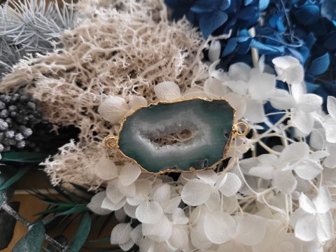 Naszyjnik z kamieniem naturalnym, agat zielony różne