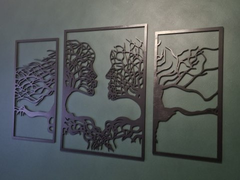 Obraz ażurowy ze sklejki, drzewo w ksztacie twarzy