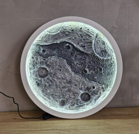 Obraz strukturalny Księżyc z podświetleniem LED, lampa ksiezycowa