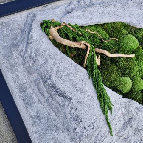 Obraz z betonu architektonicznego i mchu, 150x100 cm