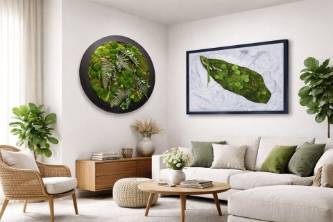 Obraz z betonu architektonicznego i mchu, 150x100 cm