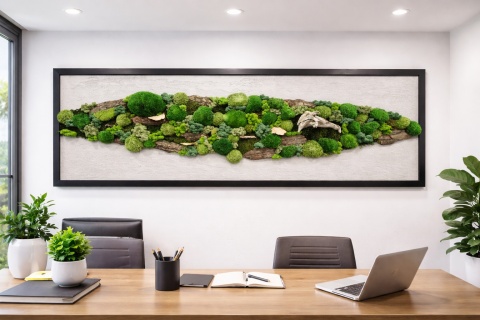 Obraz z betonu architektonicznego i mchu 180x70 cm