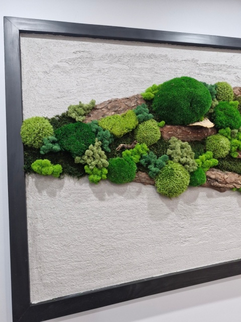 Obraz z betonu architektonicznego i mchu 180x70 cm