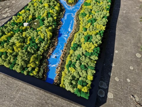 Obraz z mchu chorbotka z rzeką z żywicy epoksydowej