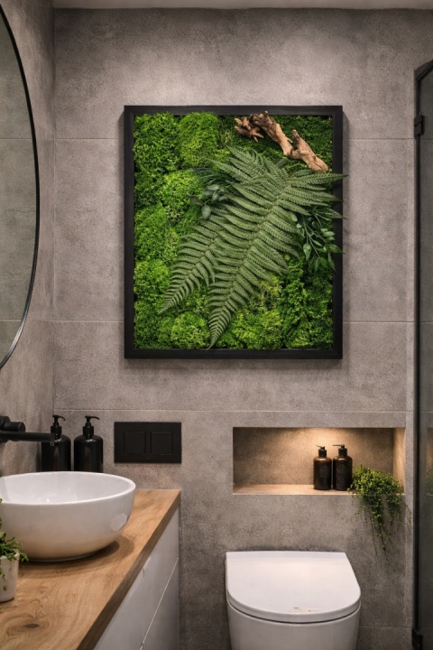 Obraz z mchu i roślin stabilizowanych 80x80 cm