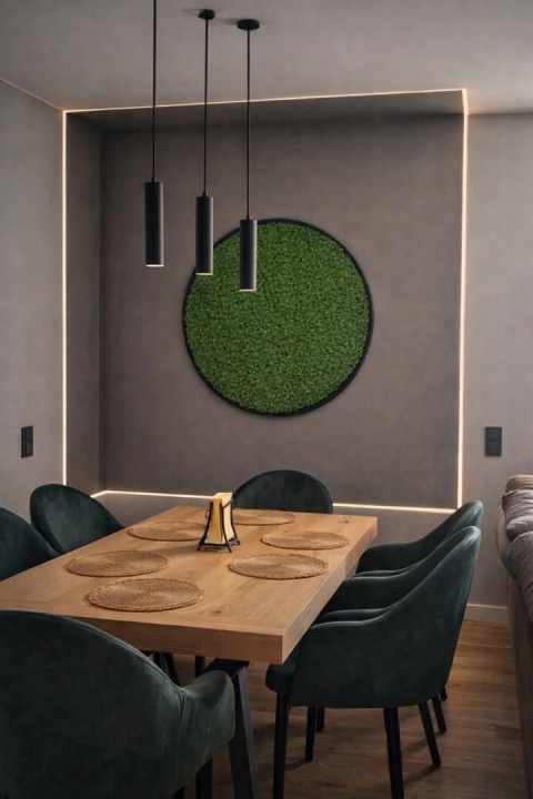 Okrągły obraz z mchem chrobotkiem o średnicy 50 cm