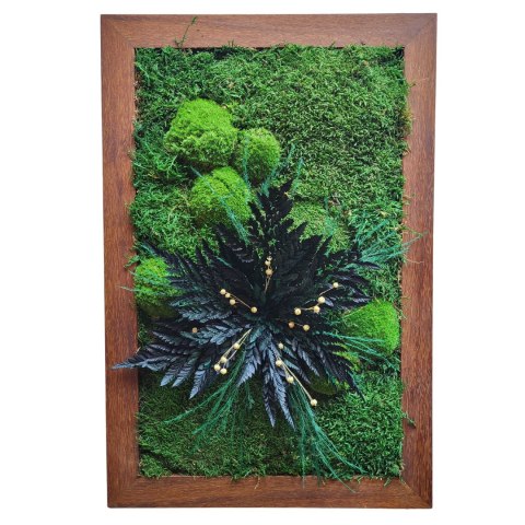 Rustykalny obraz z mchu I roślin stabilizowanych 60x40 cm