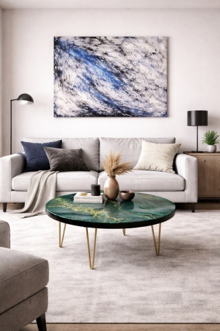 Stolik kawowy z żywicy epoksydowej, butelkowa zieleń