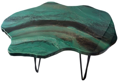 Stolik kawowy z żywicy epoksydowej w odcieniach beżu I złota