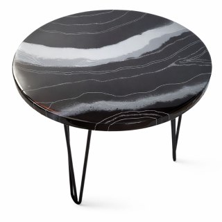 Stolik kawowy z żywicy epoksydowej w odcieniach czerni I szarości, 60 cm