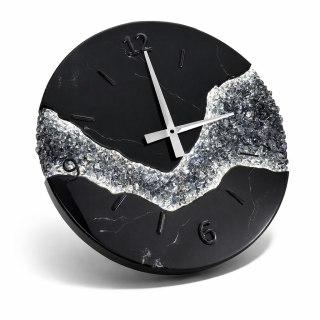 Zegar glamour z podświetleniem LED 50 cm, czarny zegar ścienny