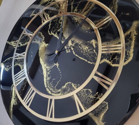 Zegar ścienny z żywicy epoksydowej 45 cm , black and gold